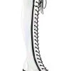 Demonia Shoes DYNAMITE-300 White Holo Thigh High Boots