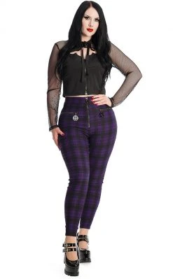 Banned Apparel Clothing Damien Tartan Jeans | Purple