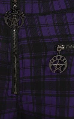 Banned Apparel Clothing Damien Tartan Jeans | Purple