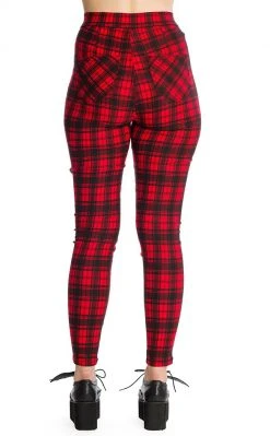 Banned Apparel Damien Tartan Jeans | Red 10 Banned Apparel Damien Tartan Jeans | Red