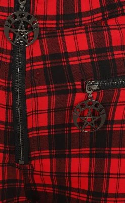 Banned Apparel Damien Tartan Jeans | Red 11 Banned Apparel Damien Tartan Jeans | Red