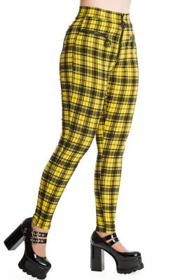 Banned Apparel Damien Tartan Jeans | Yellow Clothing