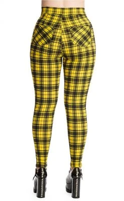 Banned Apparel Damien Tartan Jeans | Yellow Clothing