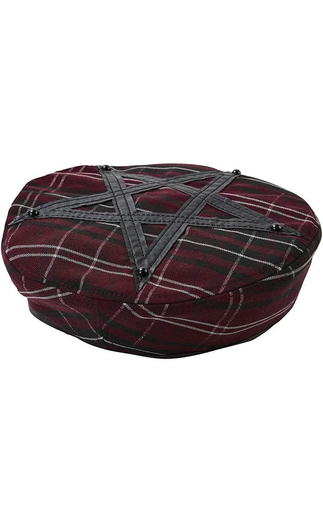 Killstar Dark Fate Beret | Blood Tartan Accessories 5 Killstar Dark Fate Beret | Blood Tartan Accessories