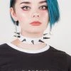 Cold Black Heart Dark Malevolence Spiked Choker In White Sale