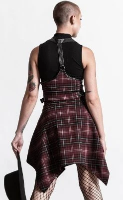 Killstar Dazed & Confused Suspender Skirt | Blood Tartan