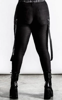 Killstar Clothing Dead Resistance Skinny Trousers | Black