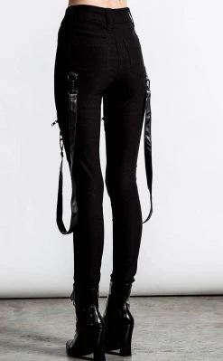 Killstar Clothing Dead Resistance Skinny Trousers | Black