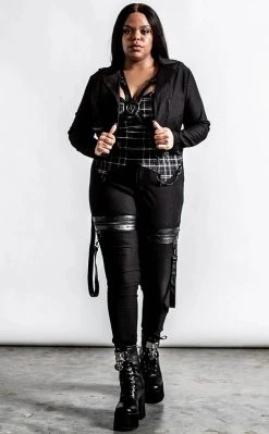 Killstar Clothing Dead Resistance Skinny Trousers | Black