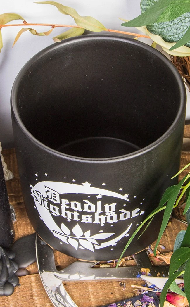 Death By Plants Home & Gifts Deadly Nightshade Plant Pot | White On Black 4 Death By Plants Home & Gifts Deadly Nightshade Plant Pot | White On Black