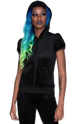Killstar Dee-Lux Velvet Hoodie | Black