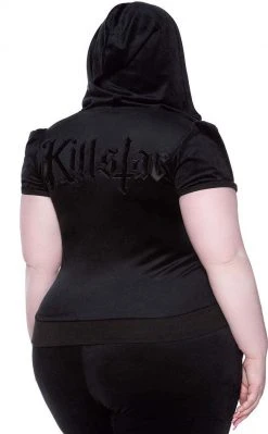 Killstar Dee-Lux Velvet Hoodie | Black
