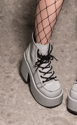 Demonia Shoes CAMEL-203 Grey Reflective Ankle Boots