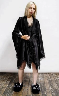 Killstar Devil's Lullaby Satin Robe Clothing