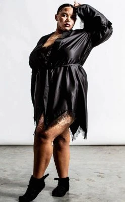 Killstar Devil's Lullaby Satin Robe Clothing