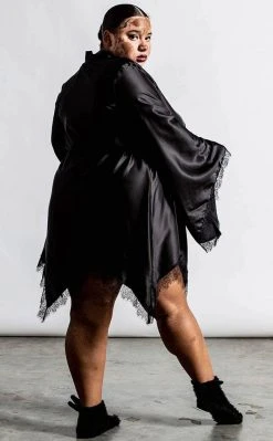 Killstar Devil's Lullaby Satin Robe Clothing