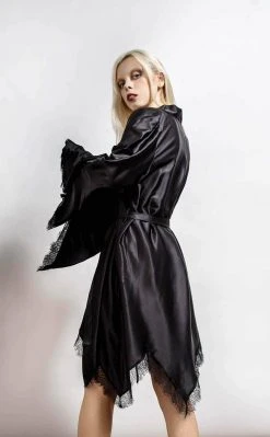 Killstar Devil's Lullaby Satin Robe Clothing