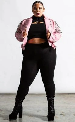 Killstar Clothing Disharmony Biker Jacket | Pastel Pink