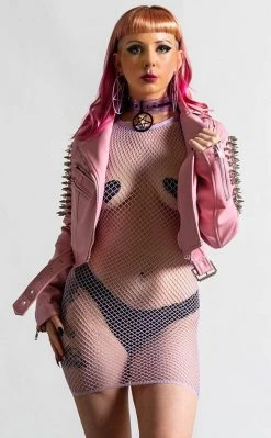 Killstar Clothing Disharmony Biker Jacket | Pastel Pink