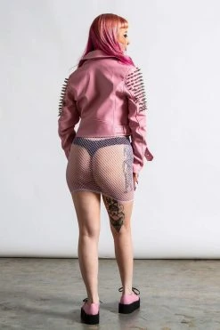 Killstar Clothing Disharmony Biker Jacket | Pastel Pink