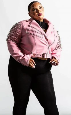 Killstar Clothing Disharmony Biker Jacket | Pastel Pink