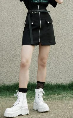 Punk Rave Disintegration Denim Skirt Clothing
