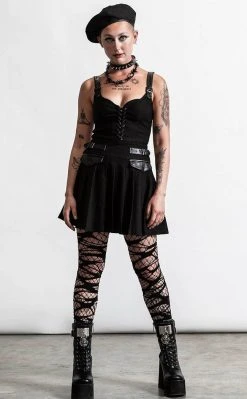 Killstar Distortion Pleated Dress | Black Clothing