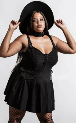 Killstar Distortion Pleated Dress | Black Clothing