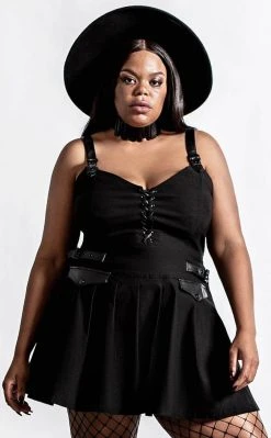 Killstar Distortion Pleated Dress | Black Clothing