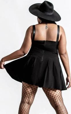 Killstar Distortion Pleated Dress | Black Clothing