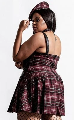 Killstar Clothing Distortion Pleated Dress | Blood Tartan