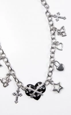 Cold Black Heart Jewellery Diva Charm Necklace