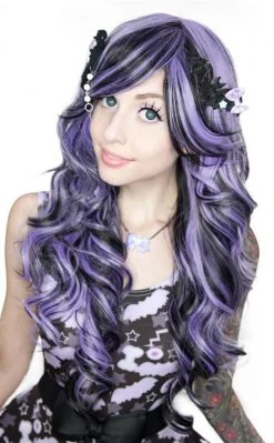 Rockstar Wigs Duplicity Wig Creepie Cutie Lavender Black Wig Beauty