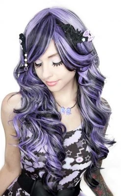 Rockstar Wigs Duplicity Wig Creepie Cutie Lavender Black Wig Beauty