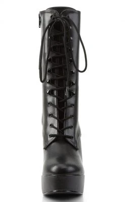 Pleaser Pole Shoes ELECTRA-1020 Black Faux Leather Ankle Boots