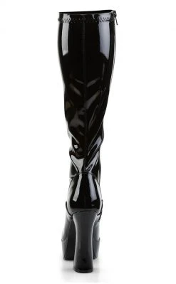 Pleaser ELECTRA-2000Z Shiny Black Knee High Boots Pole Shoes