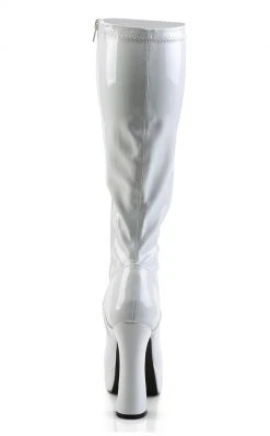 Pleaser ELECTRA-2000Z Shiny White Knee High Boots Pole Shoes