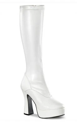 Pleaser ELECTRA-2000Z White Matte Knee High Boots