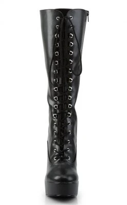 Pleaser ELECTRA-2020 Black Knee High Boots Pole Shoes