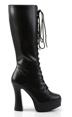 Pleaser ELECTRA-2020 Black Knee High Boots Pole Shoes