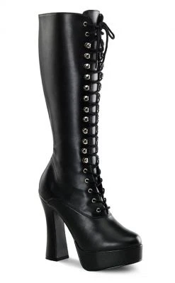 Pleaser ELECTRA-2020 Black Knee High Boots Pole Shoes