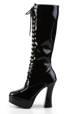 Pleaser Pole Shoes ELECTRA-2020 Black Patent Knee High Boots