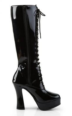 Pleaser Pole Shoes ELECTRA-2020 Black Patent Knee High Boots