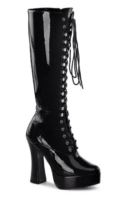 Pleaser Pole Shoes ELECTRA-2020 Black Patent Knee High Boots