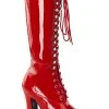 Pleaser ELECTRA-2020 Red Pat Knee High Boots