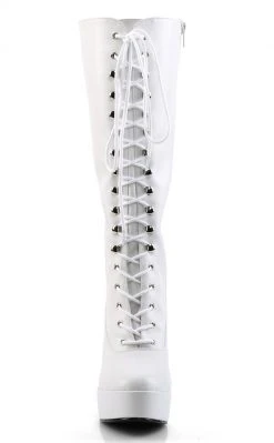 Pleaser Pole Shoes ELECTRA-2020 White Knee High Boots