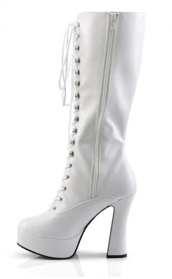 Pleaser Pole Shoes ELECTRA-2020 White Knee High Boots