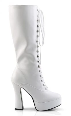 Pleaser Pole Shoes ELECTRA-2020 White Knee High Boots