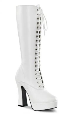 Pleaser Pole Shoes ELECTRA-2020 White Knee High Boots