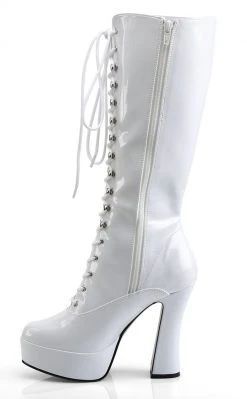 Pleaser Pole Shoes ELECTRA-2020 White Patent Knee High Boots